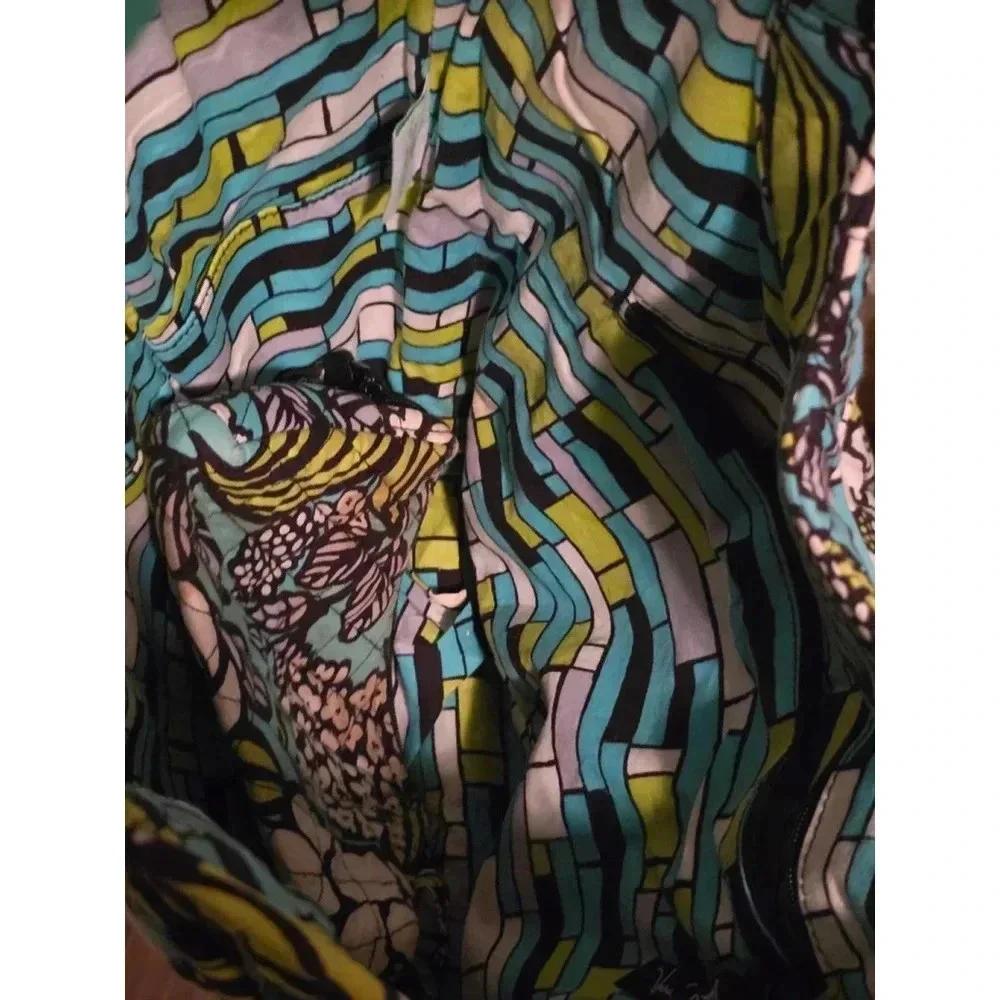 Vera Bradley Womens Tote Bag Island Bloom Teal‎ and Lime Green with Makeup Bag